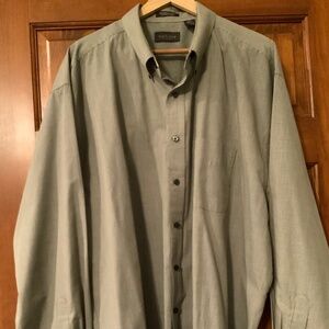 Van Heusen Mens Casual Dress Shirt, XXL 18-181/2, Green/White Check